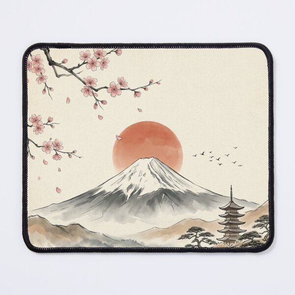 Item preview, Mount Fuji Japanese Cherry Blossom Pagoda Red Sun Boat Graphic designed and sold by PACS0011.