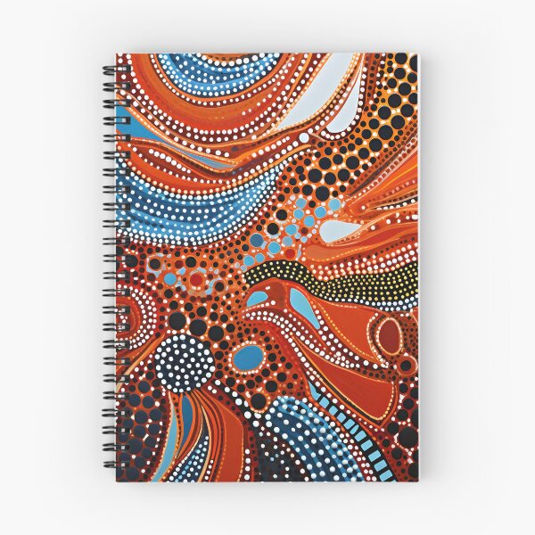 Item preview, Aboriginal Inspired Dot Art - Terracotta Blue Abstract Wave Pattern designed and sold by GrinGalore.
