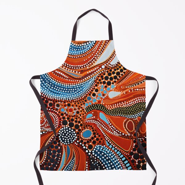 Item preview, Aboriginal Inspired Dot Art - Terracotta Blue Abstract Wave Pattern designed and sold by GrinGalore.