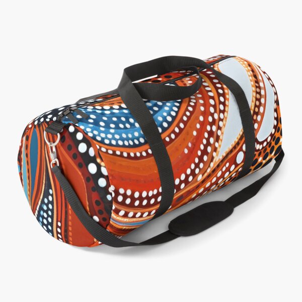Item preview, Aboriginal Inspired Dot Art - Terracotta Blue Abstract Wave Pattern designed and sold by GrinGalore.