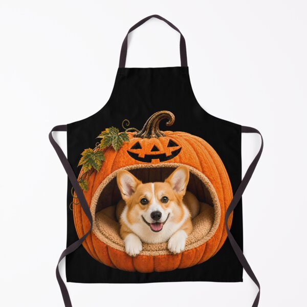 Item preview, Pembroke Welsh Corgi in Pumpkin Bed – Cute Halloween Dog Art designed and sold by ManJiangHong.