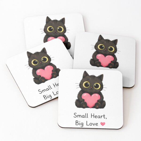 Item preview, Small Heart, Big Love Cute Black Cat Kawaii designed and sold by DailyDoodlesBySumbul.