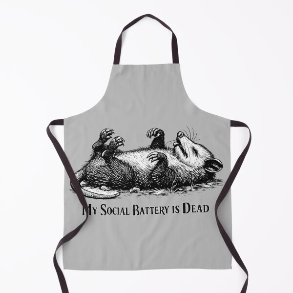 Item preview, My Social Battery Is Dead – Funny Opossum Dark Humor Vintage Engraving designed and sold by LuxeBuzz.