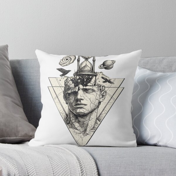Item preview, Time Shapes the Strong | Ancient Statue, Hourglass & Cosmic Line Art | Minimal Gothic Back Print designed and sold by TQvision.