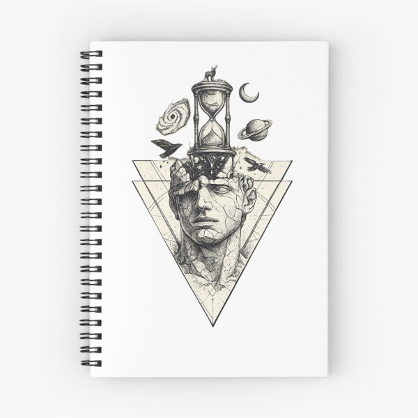 Item preview, Time Shapes the Strong | Ancient Statue, Hourglass & Cosmic Line Art | Minimal Gothic Back Print designed and sold by TQvision.