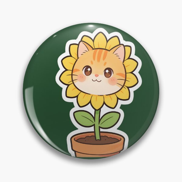 Item preview, Cute Sunflower Cat in Flower Pot Kawaii Cartoon Sticker designed and sold by OksArtStudio.