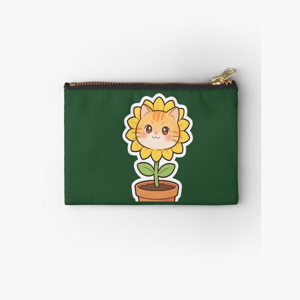 Item preview, Cute Sunflower Cat in Flower Pot Kawaii Cartoon Sticker designed and sold by OksArtStudio.