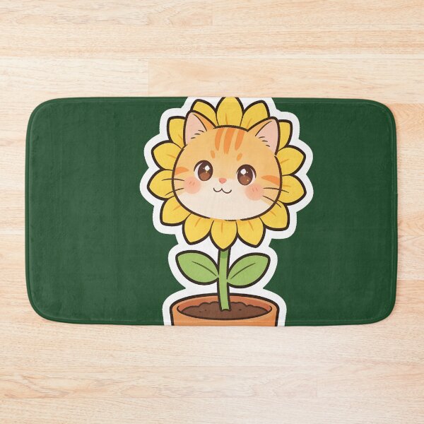 Item preview, Cute Sunflower Cat in Flower Pot Kawaii Cartoon Sticker designed and sold by OksArtStudio.