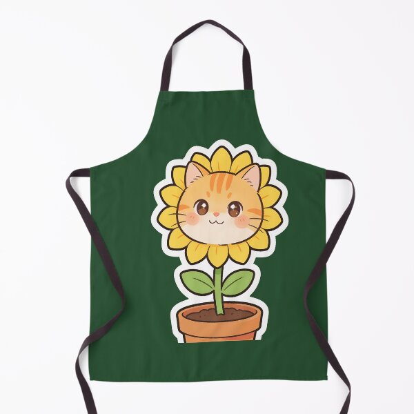 Item preview, Cute Sunflower Cat in Flower Pot Kawaii Cartoon Sticker designed and sold by OksArtStudio.