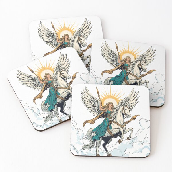Item preview, Vintage Valkyrie warrior winged horse fantasy art designed and sold by MemoryZoneOfficial.