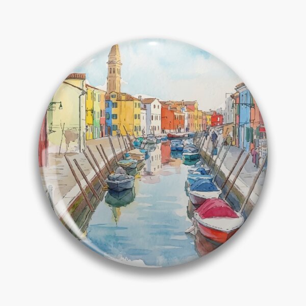 Item preview, Murano and Burano Islands Venice Italy Watercolor Art designed and sold by NareArt.