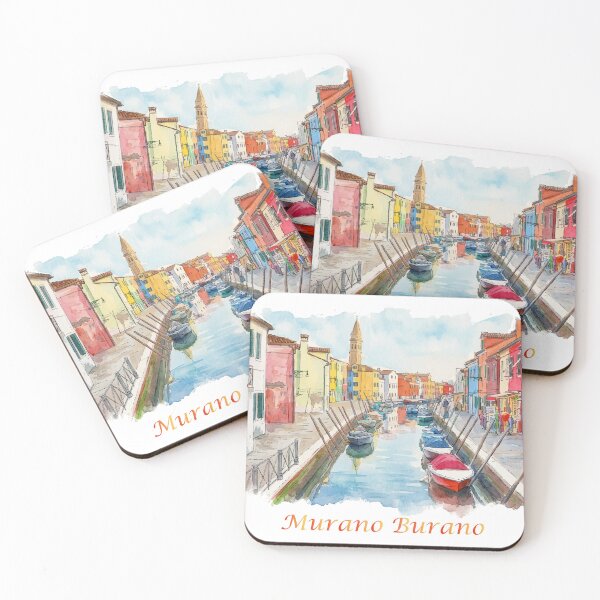 Item preview, Murano and Burano Islands Venice Italy Watercolor Art designed and sold by NareArt.