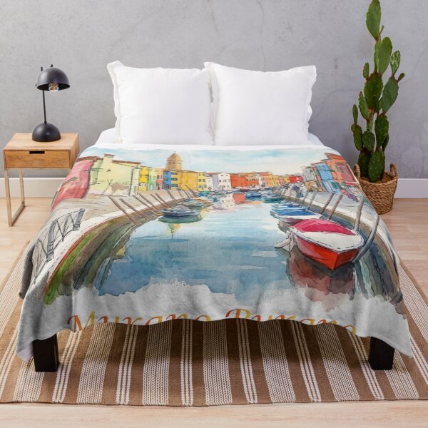 Item preview, Murano and Burano Islands Venice Italy Watercolor Art designed and sold by NareArt.