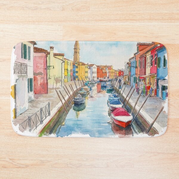 Item preview, Murano and Burano Islands Venice Italy Watercolor Art designed and sold by NareArt.