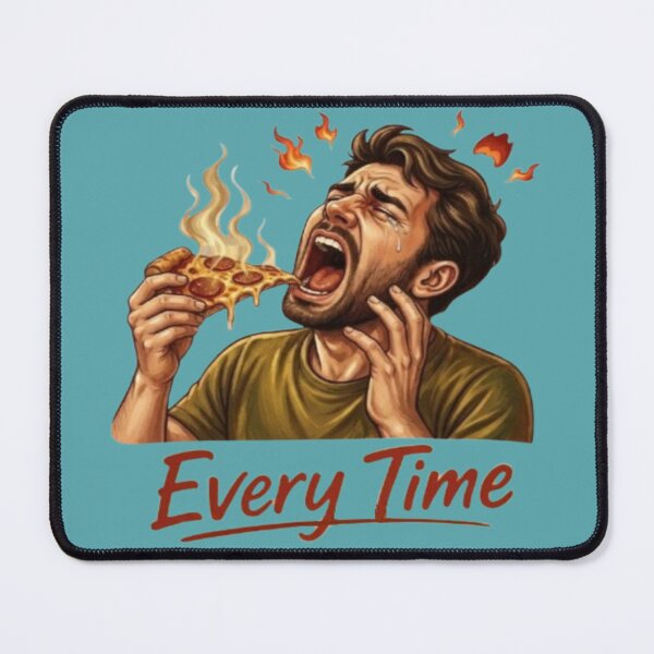 Item preview, Every Time Hot Pizza Burn – Funny Crying Guy Eating Spicy Slice Graphic designed and sold by Northern Glow Art.