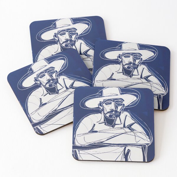 Item preview, Cuban man, portrait - Blue Abstract Art designed and sold by shadow-bloom.