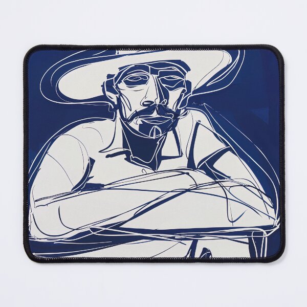 Item preview, Cuban man, portrait - Blue Abstract Art designed and sold by shadow-bloom.