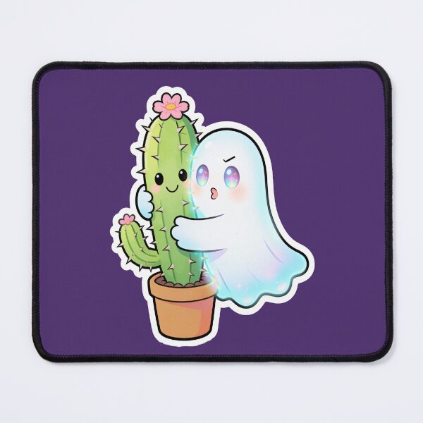 Item preview, Cute Ghost Hugging Cactus Kawaii Cartoon Halloween Sticker designed and sold by OksArtStudio.
