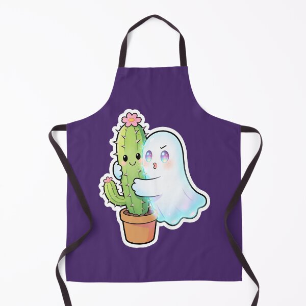 Item preview, Cute Ghost Hugging Cactus Kawaii Cartoon Halloween Sticker designed and sold by OksArtStudio.