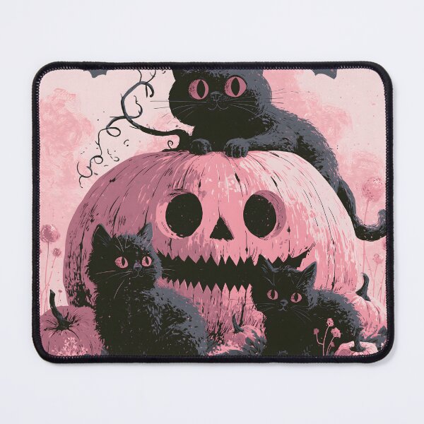 Item preview, Pink Pumpkin Pastel Goth Black Cats Pastelween Halloween Art designed and sold by GrinGalore.