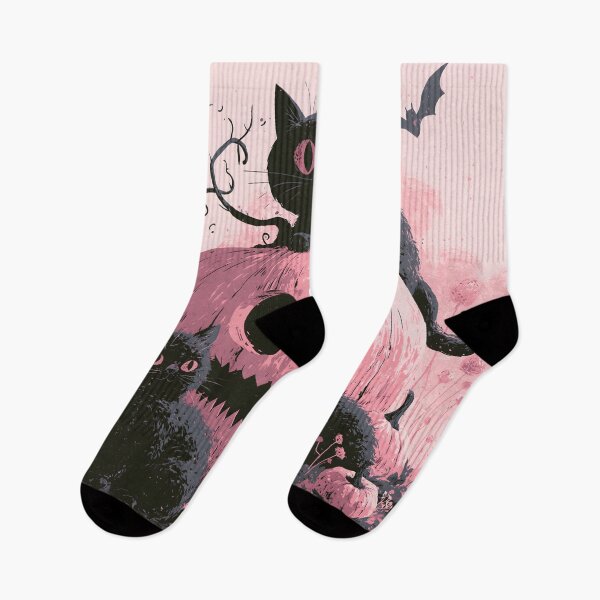 Item preview, Pink Pumpkin Pastel Goth Black Cats Pastelween Halloween Art designed and sold by GrinGalore.