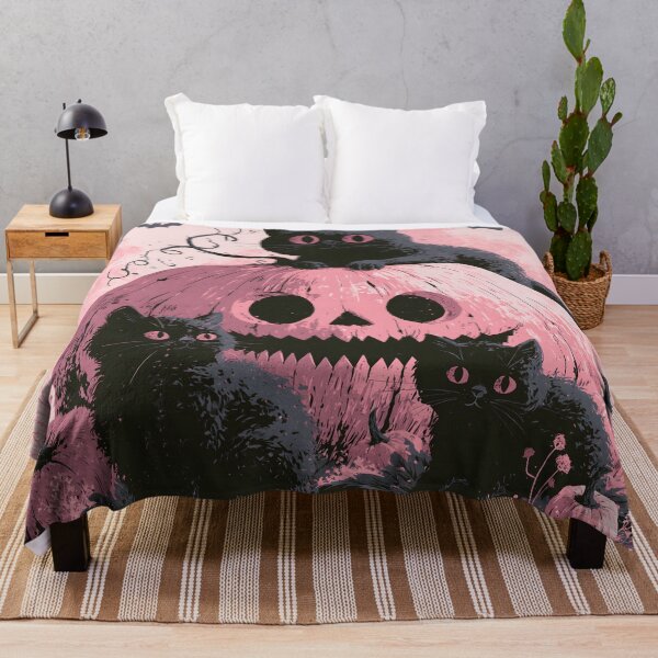 Item preview, Pink Pumpkin Pastel Goth Black Cats Pastelween Halloween Art designed and sold by GrinGalore.
