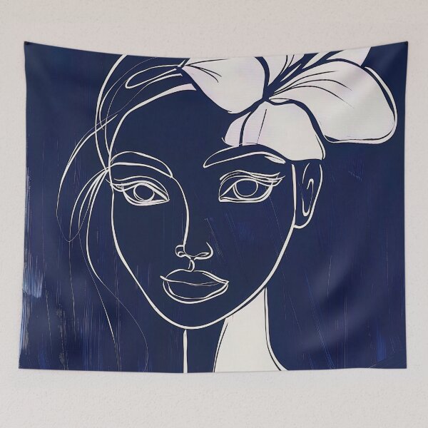 Item preview, Cuban woman - Blue Abstract Art designed and sold by shadow-bloom.