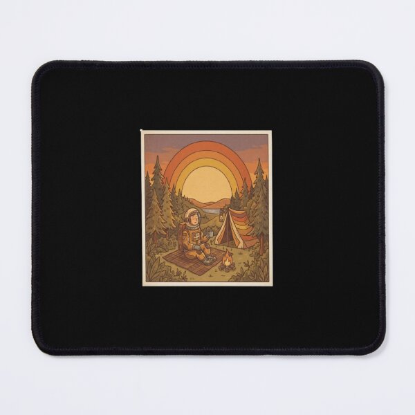 Item preview, Retro Astronaut Camping in Forest Sunset Art designed and sold by DailySparks.