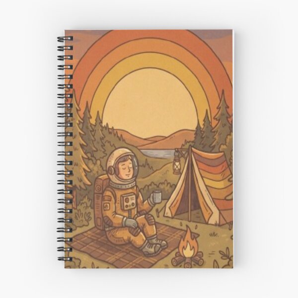 Item preview, Retro Astronaut Camping in Forest Sunset Art designed and sold by DailySparks.