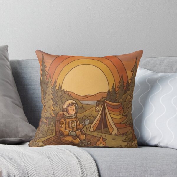 Item preview, Retro Astronaut Camping in Forest Sunset Art designed and sold by DailySparks.