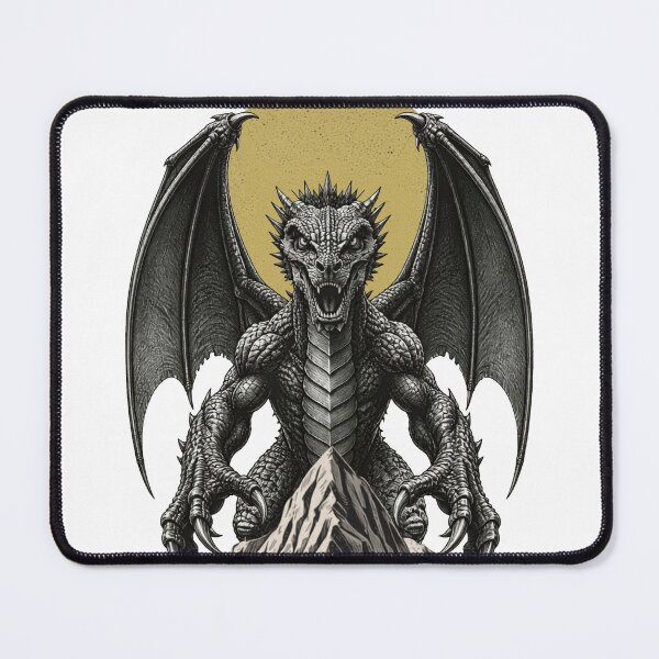 Item preview, Vintage Black Death dragon dark fantasy etching designed and sold by MemoryZoneOfficial.