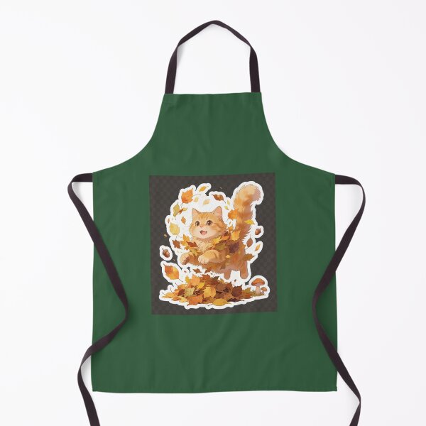 Item preview, Cute Ginger Cat Jumping into Autumn Leaves Cartoon Fall Sticker designed and sold by OksArtStudio.