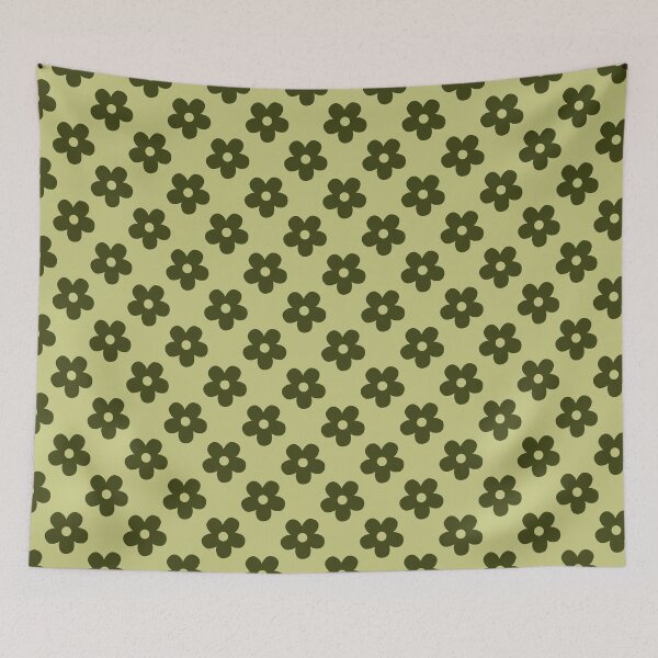 Item preview, Olive Green Floral Pattern | Dark Green Flowers on Sage | Retro Green Floral Design | Preppy Green Flower Pattern | Coquette Olive and Sage Floral Pattern | Vintage Daisy Pattern designed and sold by VivaFy.