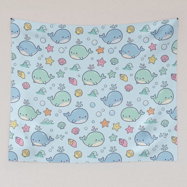 Item preview, Cute Pastel Whale Underwater Seamless Pattern designed and sold by Shivi-designs.
