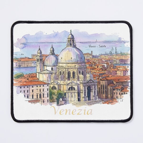 Item preview, Venice Italy Santa Maria della Salute Basilica Watercolor Art designed and sold by NareArt.