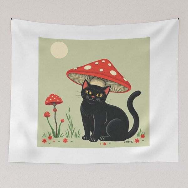 Item preview,  Black Cat Mushroom Lover Design designed and sold by swara-2016.