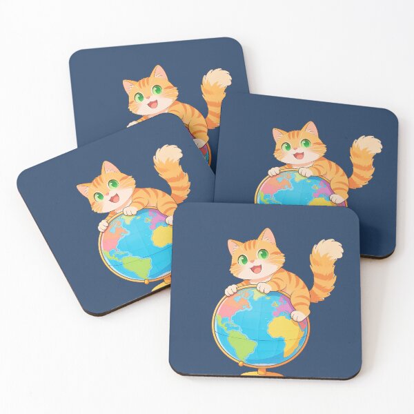 Item preview, Cute Cat Hugging Globe Kawaii Cartoon World Travel Sticker designed and sold by OksArtStudio.