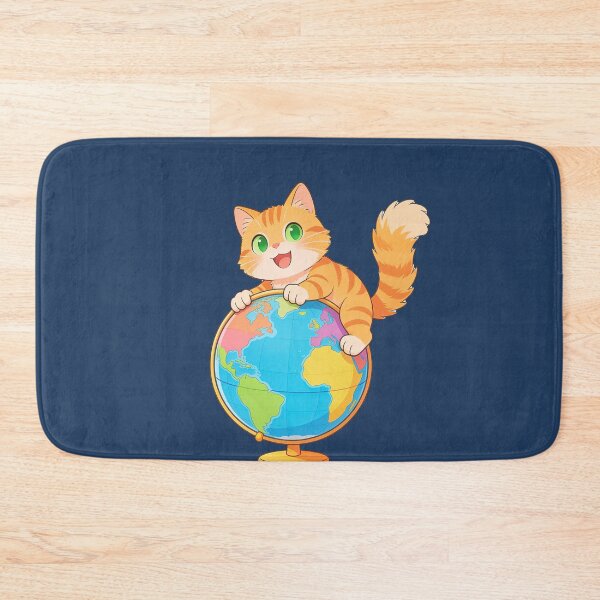 Item preview, Cute Cat Hugging Globe Kawaii Cartoon World Travel Sticker designed and sold by OksArtStudio.