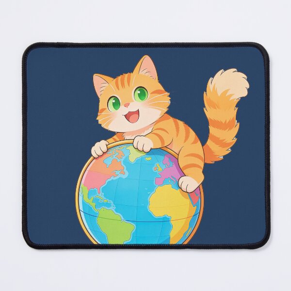 Item preview, Cute Cat Hugging Globe Kawaii Cartoon World Travel Sticker designed and sold by OksArtStudio.