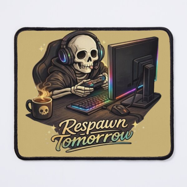 Item preview, Respawn Tomorrow Skeleton Gamer – Funny Sleep Deprived Gaming Quote Graphic designed and sold by Northern Glow Art.