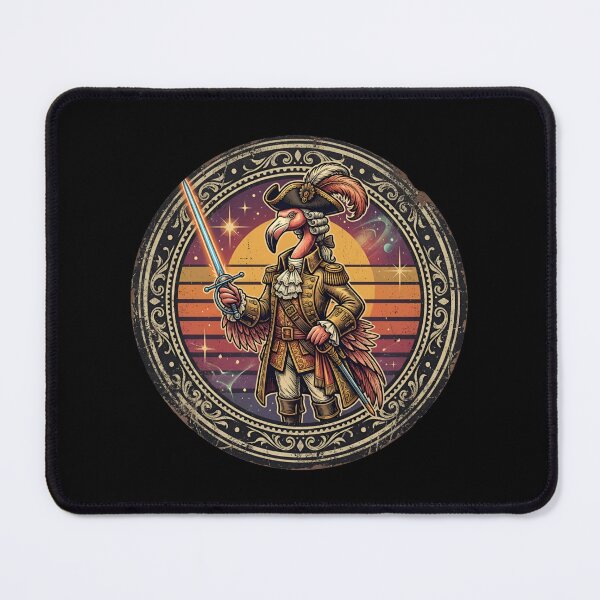 Item preview, Retro Noble Pirate Flamingo Vintage Badge designed and sold by DuckOddity.