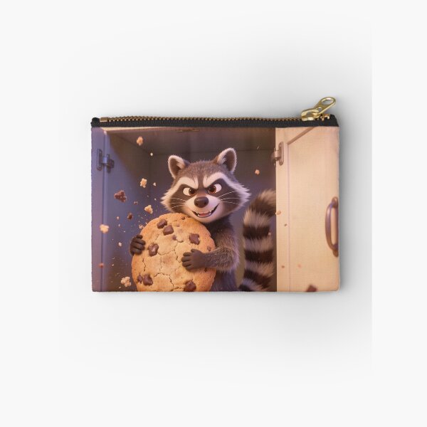 Item preview, Cute Raccoon Stealing Giant Cookie Funny Cartoon Sticker designed and sold by OksArtStudio.