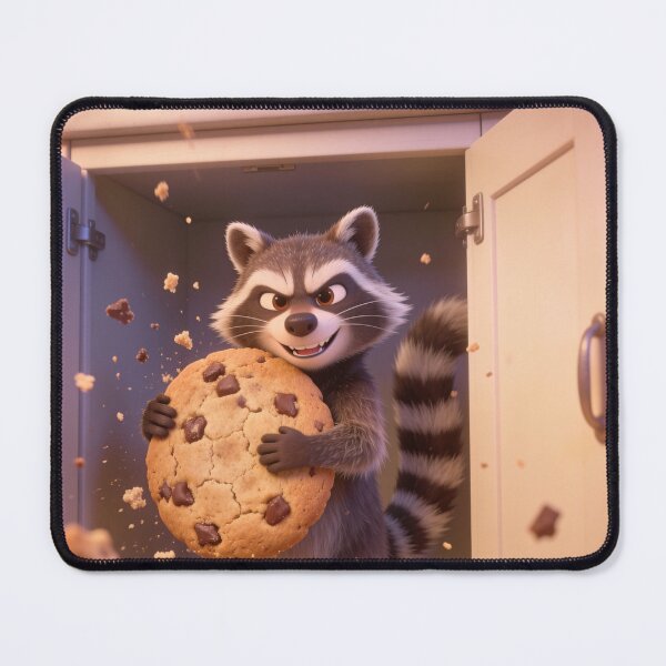 Item preview, Cute Raccoon Stealing Giant Cookie Funny Cartoon Sticker designed and sold by OksArtStudio.
