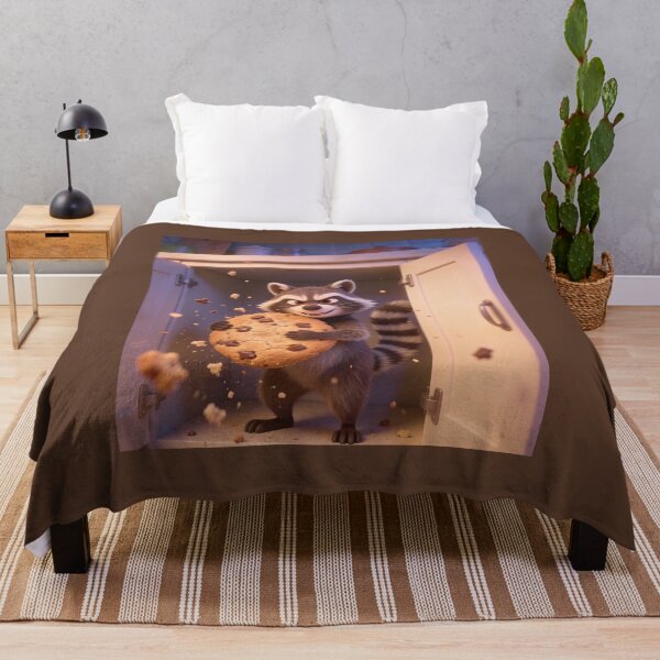 Item preview, Cute Raccoon Stealing Giant Cookie Funny Cartoon Sticker designed and sold by OksArtStudio.