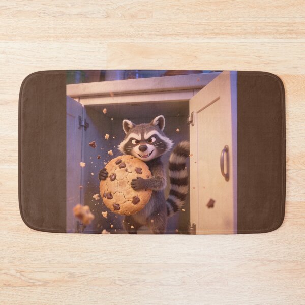 Item preview, Cute Raccoon Stealing Giant Cookie Funny Cartoon Sticker designed and sold by OksArtStudio.