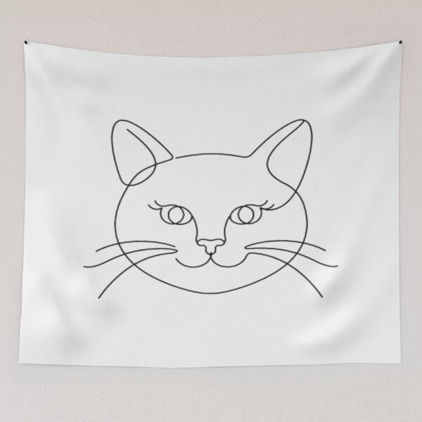 Item preview, Minimalist Cat Face Line Art Illustration designed and sold by DailySparks.
