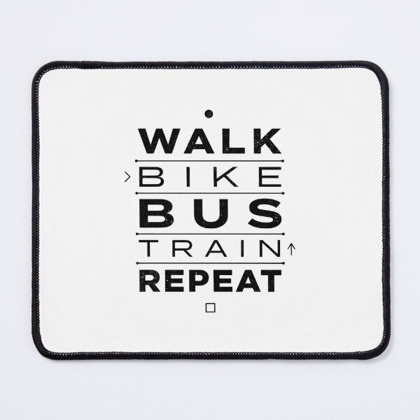 Item preview, Walk Bike Bus Train Repeat Minimalist Transit Typography Shirt designed and sold by DArtfulStudio.