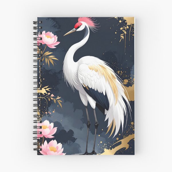 Item preview, Japanese Crane with Pink Cherry Blossoms designed and sold by BetweenForms.