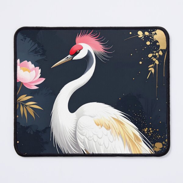 Item preview, Japanese Crane with Pink Cherry Blossoms designed and sold by BetweenForms.