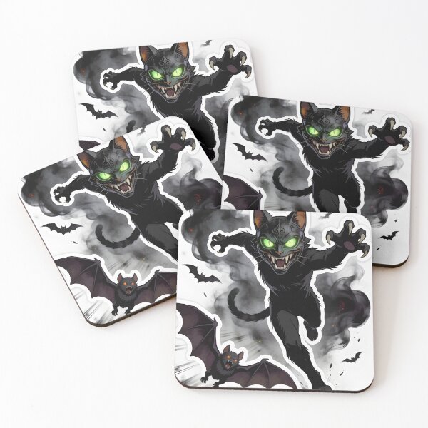Item preview, Scary Black Cat Monster Halloween Cartoon Sticker designed and sold by OksArtStudio.